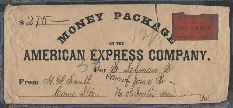 American Express, ca. 1870 Legal Size Envelope, Independe...