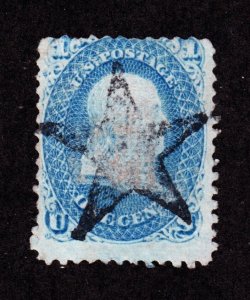 US 86 1c Franklin Used with Solid Star Fancy Cancel SCV $475