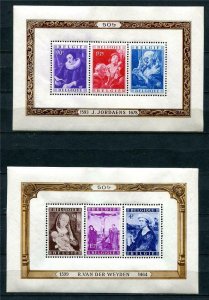 Belgium 1949 Sc B466a & B444b MNH 2 sheets Art paintings by Weyden Cv $400 9956