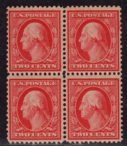 $US Sc#358 M/NH/F-VF, Blue Paper, block of 4 minor ink transfer on gum, Cv. $680