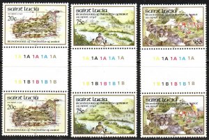 St. Lucia Sc #1014-1016 MNH gutter pairs