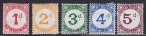 Tristan Da Cunha J1-J5 Postal Due 1957