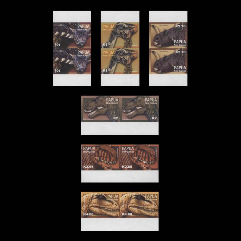 Papua New Guinea 2004 Prehistoric Animals imperf proof pairs