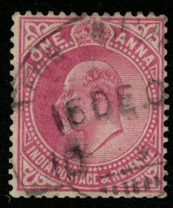 India, One Anna, 1906, King Edward VII, YT #75, WATERMARK STAR (T-6052)