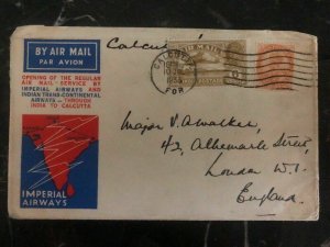 1933 Calcutta India to London England First Flight Cover FFC Imperial Airways B