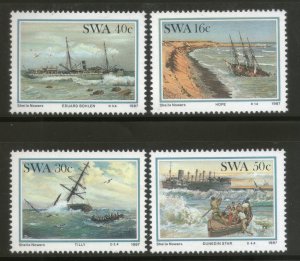 South West Africa 1987 Shipwrecks Transport Ship Boat Sc 590-93 MNH # 4416