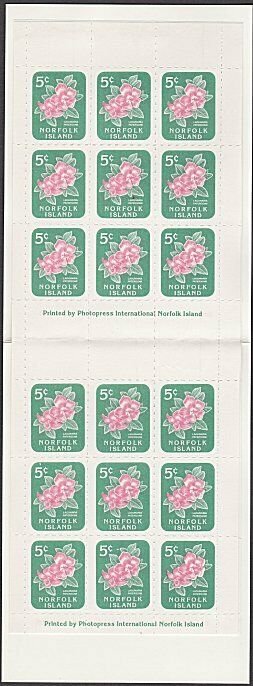 NORFOLK IS 1995 $1.80 Booklet of local 5c stamps SINGAPORE'95 overprint.....A700