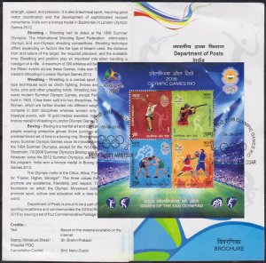 INDIA - 2016 31th OLYMPIC GAMES RIO - MS - BROCHURE - FDI