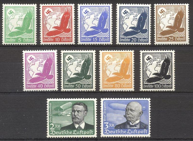 GERMANY #C46-56 Mint NH - 1934 Eagle & Zeppelin Set 