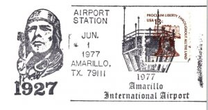 US SPECIAL PICTORIAL POSTMARK COVER LINDBERGH 1927 - 1977 AMARILLO INT'L AIRPORT
