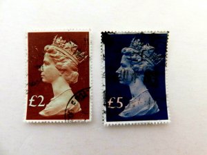 Great Britain #MH175 & #176, Used/Fine, 2 & 5 Pound, Queen Elizabeth, 1977