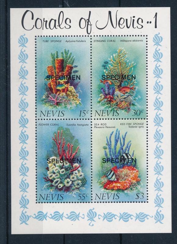 [49315] Nevis 1983 Marine life Fish Corals Overprint specimen MNH Sheet