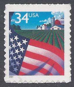 #3470 34c Flag over Farm 2001 Mint NH