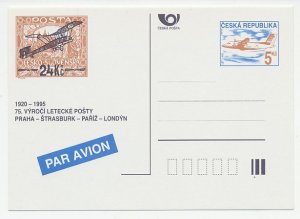Postal stationery Czechoslovakia 1995 75 years Airmail