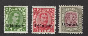 Iceland SC O69-O71 Mint F-VF SCV$40.75....Fill a Great Spot!