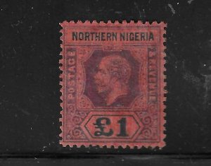 NORTHERN NIGERIA SCOTT #52 1912- GEORGE V ONE POUND - MINT HINGED