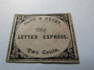 US - Local stamps, Allan Taylor 1800s bogus Bowery CC Post-Office Carrier Stamp,