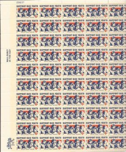 US Stamp - 1968 Support Our Youth - 50 Stamp Sheet - Scott #1342