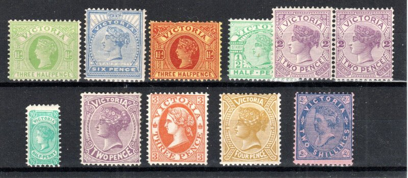 Australia - Victoria 1897-1901 QV values to 2s between SG 333 and 382 MLH/MH