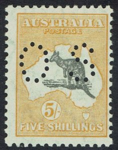 AUSTRALIA 1929 KANGAROO OS 5/- SMALL MULTIPLE WMK 