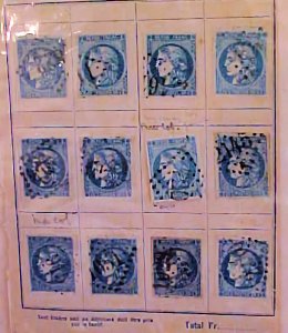 FRANCE STAMPS #45 x12 USED cat.$192.00 ALL 4 MARGINS 