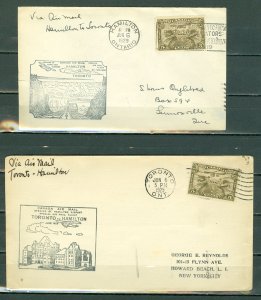 CANADA 1929 HAMILTON to TORONTO...FIRST FLIGHT COVERS and RETURN...#C1