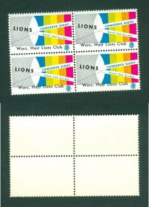 Great Britain. Poster Stamp. 4-Block Mnh. Lions Club Inter.Worc.Conserve Sight