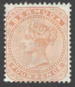 Bermuda Sc# 17 MH (b) (no gum) 1880 4p orange Queen Victoria