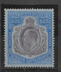 MALAYA STRAITS SETTLEMENTS SG168 1906 $25 PURPLE & BLUE ON BLUE MTD MINT