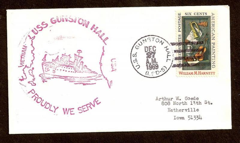 NAVAL COVER - U.S.S. GUNSTON HALL - LSD-5 - VIETNAM