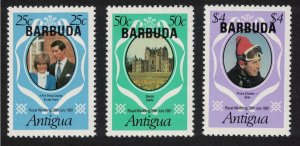 Barbuda Charles and Diana Royal Wedding Perf 12 Changed Colours 3v 1981 MNH