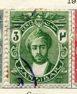 ZANZIBAR; 1913 early Sultan issue fine used 3c. value