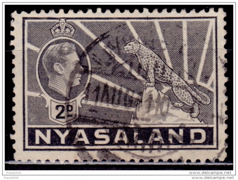 Nyasaland 1938-44, KGVI and Leopard, 2p, sc#57, used