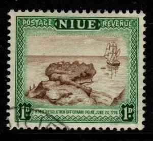 NIUE SG114 1950 1d BROWN & BLUE-GREEN FINE USED