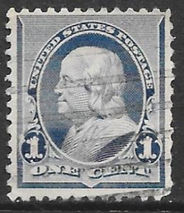 USA 219: 1c Franklin, deep blue variant, used, F-VF