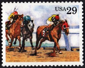 SC#2757 29¢ Sporting Horses: Thoroughbred Racing Single (1993) MNH