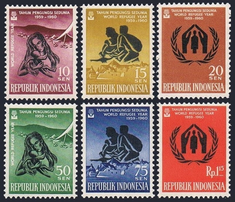 Indonesia 488-493,hinged.Michel 263-268. World Refugee Year WRY-1960.