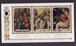 Cook Islands-Sc#380a-unused NH sheet-Paintings-Art-Easter-1974-