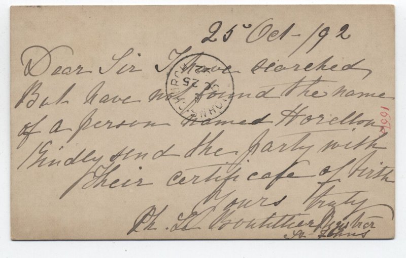 1892 Jersey locally mailed 1/2 postal card [6521.149]