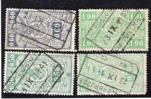 Belgium 1941 50c, 60c, 70c & 1fr Parcel Post, Scott Q243-Q245, Q248 used