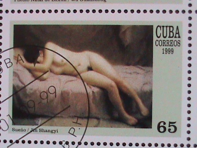 CUBA-1999 SC# 4029a FAMOUS PAINTINGS-WORLD STAMP SHOW-BEIJING-CTO SHEET VF