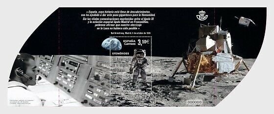 2019    SPAIN  -  MAN ON MOON 50th ANNIVERSARY  - MINI SHEET  - UNMOUNTED MINT