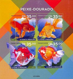 A9253 - S.TAKE AND PRINCE - MISPERF ERROR Stamp Sheet - 2021 - FISH, Marine Life-