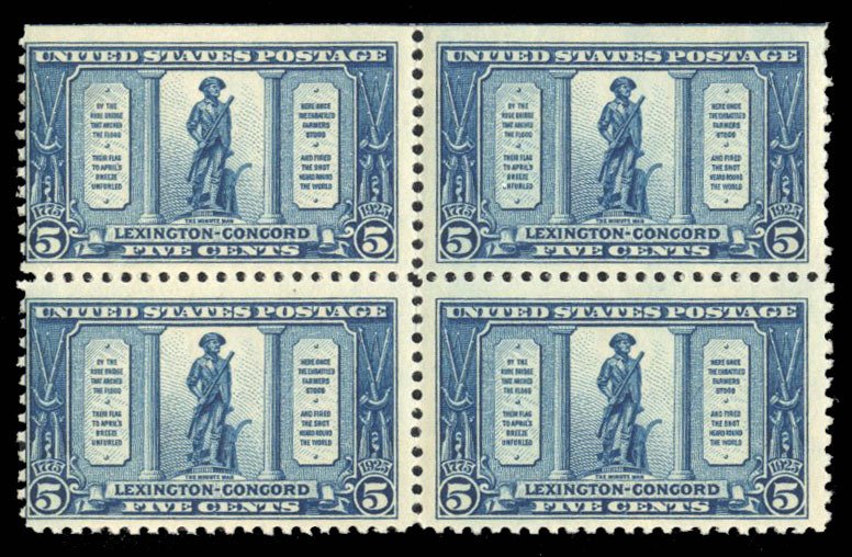 United States, 1910-30 #619 Cat$104, 1925 5c dark blue, block of four, natura...