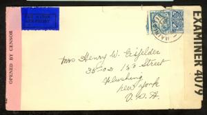 IRELAND 1941 DOUBLE CENSORED BRITISH AND IRISH Flown Cover to USA