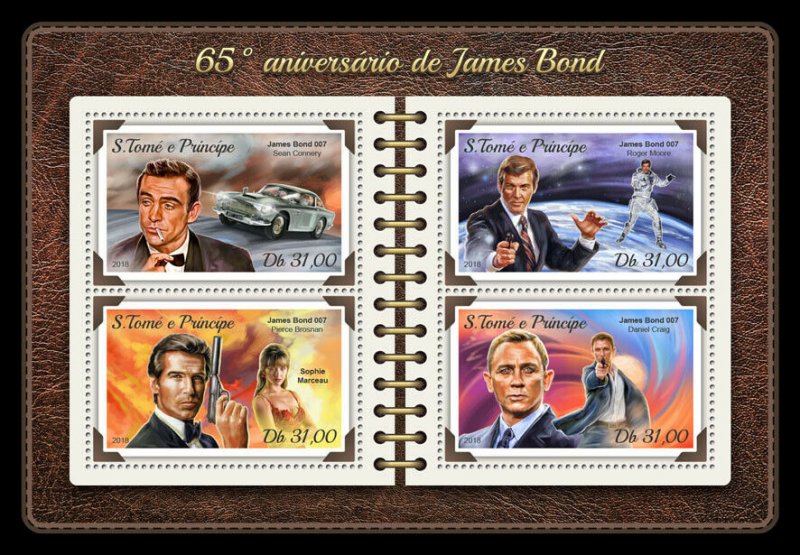 Sao Tome & Principe James Bond Stamps 2018 MNH Cars Roger Moore Film 4v M/S 