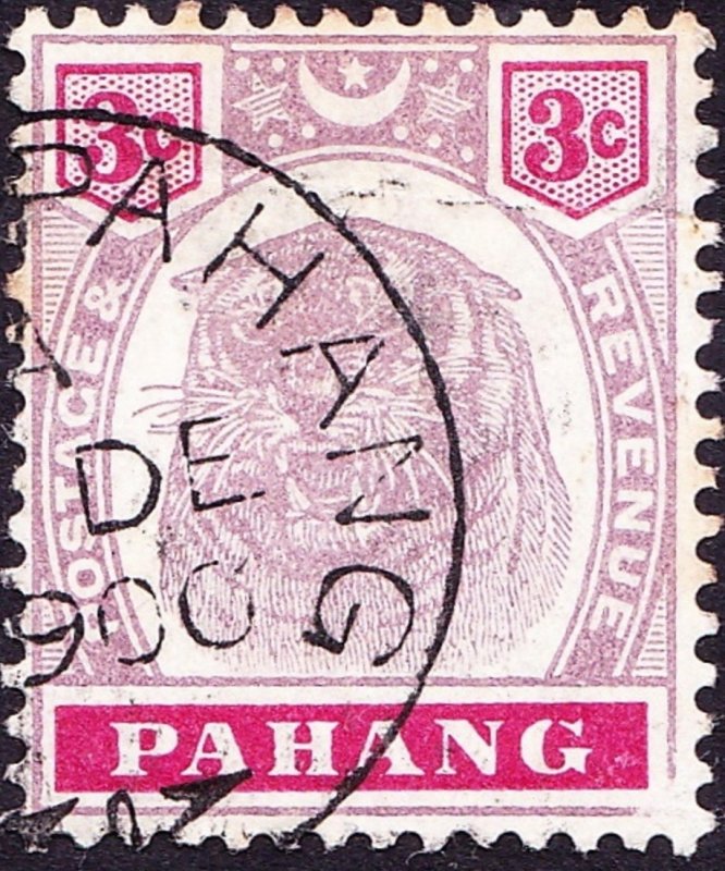 MALAYA PAHANG 1895 3c Dull Purple & Carmine SG14 FU