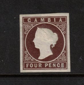 Gambia #1 Extra Fine Mint Full Original Gum Hinged Brown Shade **With Cert.**