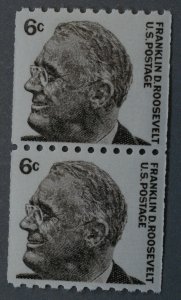 United States #1298b 6 Cent Roosevelt Coil Pair Tag Omitted MNH