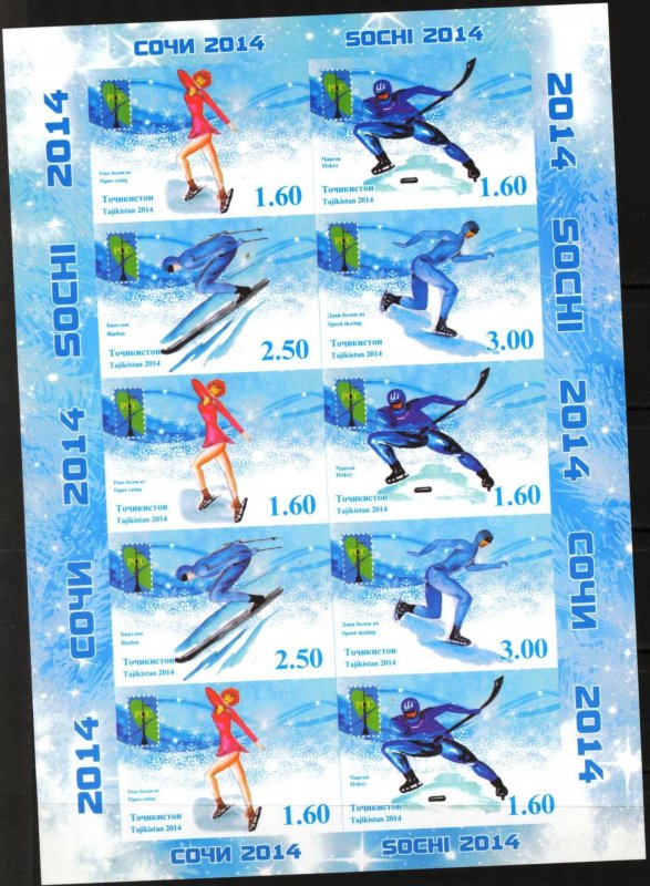 Tajikistan 2014 Winter Olympics Games Sochi  Sheet Imperf.  MNH